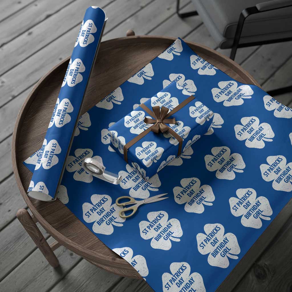 St Patricks Day Birthday Girl Wrapping Paper Roll Irish Bday Shamrock Clovers
