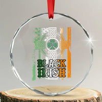 St Patrick's Day Black Irish Crystal Glass Ornament Vintage American Flag Celtic Cross