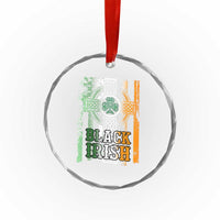 St Patrick's Day Black Irish Crystal Glass Ornament Vintage American Flag Celtic Cross