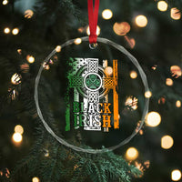 St Patrick's Day Black Irish Crystal Glass Ornament Vintage American Flag Celtic Cross