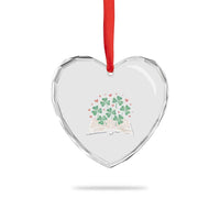 St Patricks Day Book Lover Heart Crystal Glass Ornament Librarian Core Lucky Shamrocks - Wonder Print Shop
