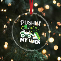 St Patricks Day Boys Truck Crystal Glass Ornament Pushing My Luck Tractor Toy Lover - Wonder Print Shop