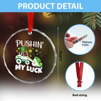 St Patricks Day Boys Truck Crystal Glass Ornament Pushing My Luck Tractor Toy Lover - Wonder Print Shop