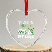 St Patricks Day Boys Truck Heart Crystal Glass Ornament Pushing My Luck Tractor Toy Lover - Wonder Print Shop