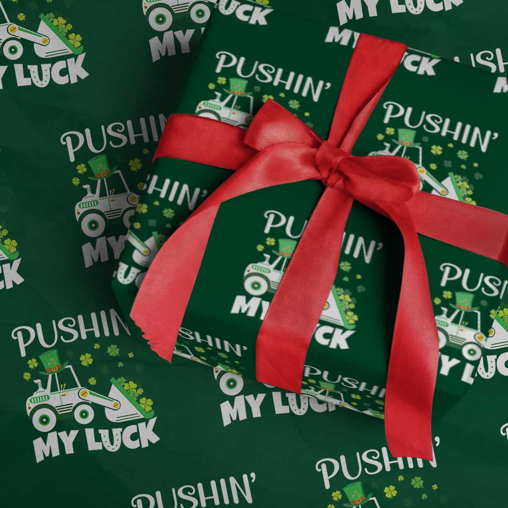 St Patricks Day Boys Truck Wrapping Paper Roll Pushing My Luck Tractor Toy Lover - Wonder Print Shop