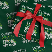 St Patricks Day Boys Truck Wrapping Paper Roll Pushing My Luck Tractor Toy Lover - Wonder Print Shop