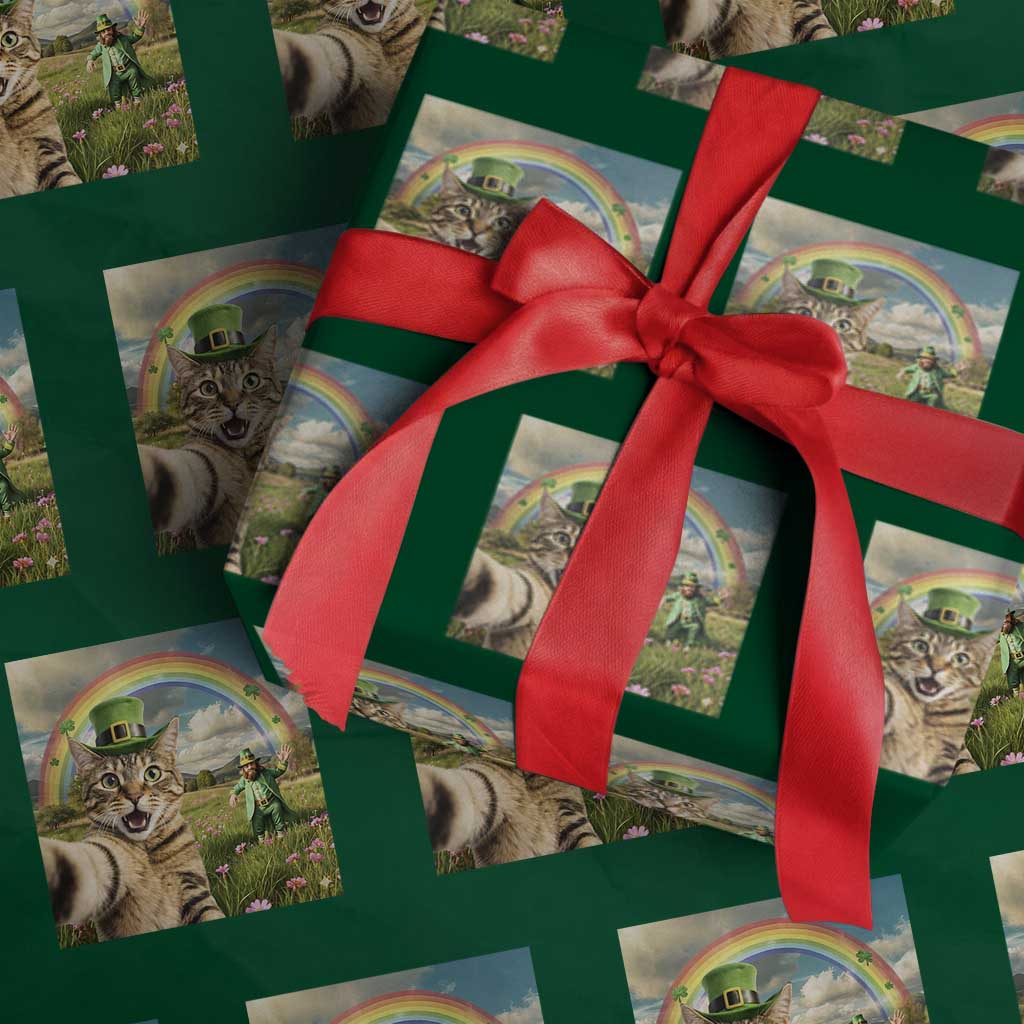 St Patricks Day Cat Selfie with Leprechaun Wrapping Paper Roll