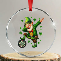 St Patricks Day Cheerful Gnome Dabbing Crystal Glass Ornament Darts Lover Gift