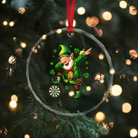 St Patricks Day Cheerful Gnome Dabbing Crystal Glass Ornament Darts Lover Gift