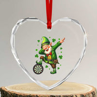 St Patricks Day Cheerful Gnome Dabbing Heart Crystal Glass Ornament Darts Lover Gift