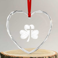 St Patricks Day Christian Religious Shamrock Cross Heart Crystal Glass Ornament