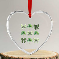 St Patricks Day Coquette Bow Heart Crystal Glass Ornament Lucky Shamrock Aesthetic - Wonder Print Shop