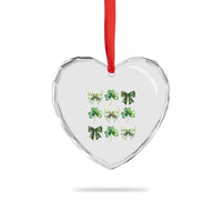 St Patricks Day Coquette Bow Heart Crystal Glass Ornament Lucky Shamrock Aesthetic - Wonder Print Shop