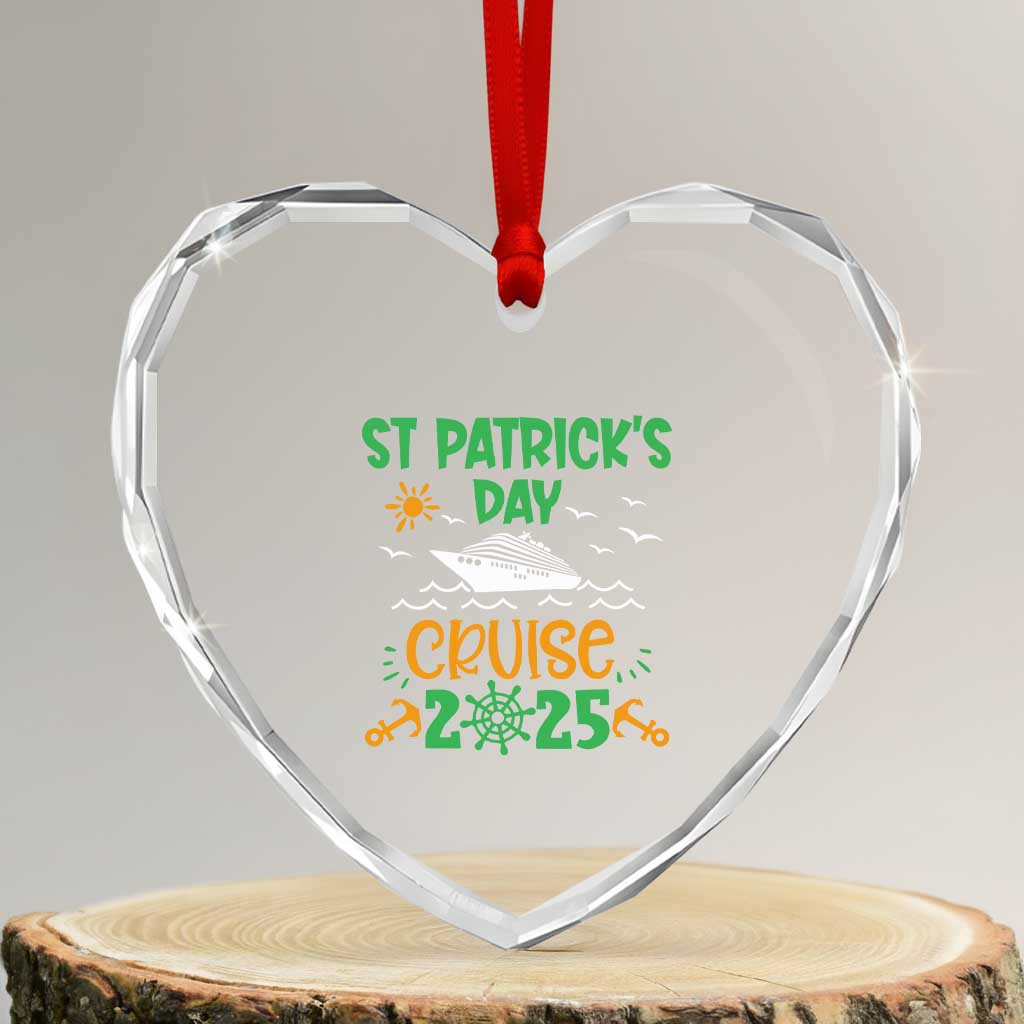 St Patricks Day Cruise Squad 2025 Matching Family Heart Crystal Glass Ornament - Wonder Print Shop