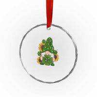 St Patrick's Day Cute Gnomes Crystal Glass Ornament Holding Shamrock Sunflower - Wonder Print Shop