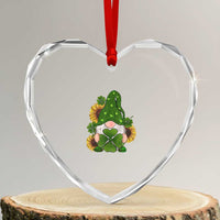 St Patrick's Day Cute Gnomes Heart Crystal Glass Ornament Holding Shamrock Sunflower - Wonder Print Shop