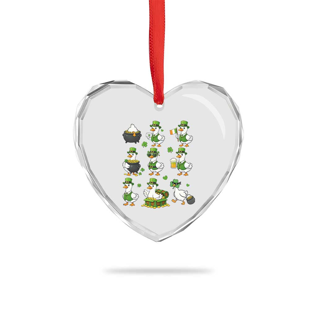 St Patricks Day Goose Crew Irish Celebration Heart Crystal Glass Ornament