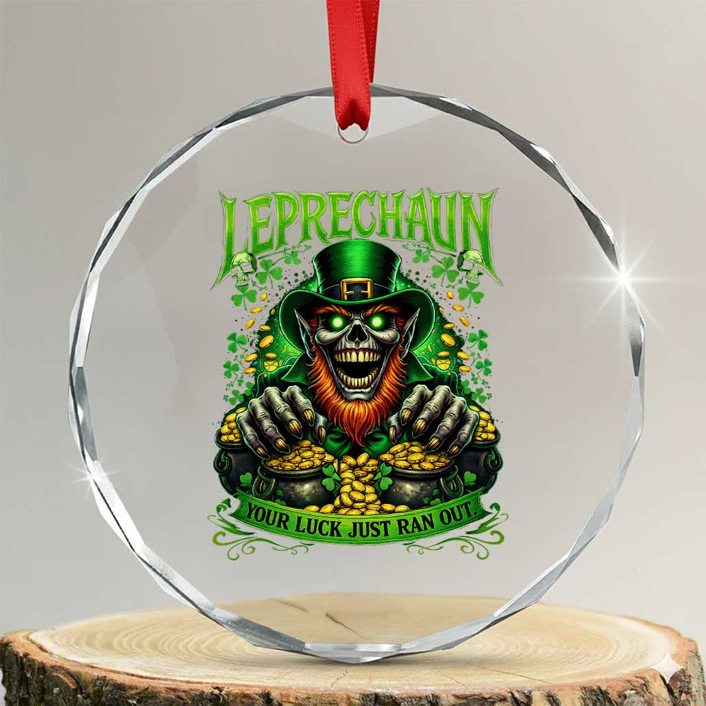 St Patricks Day Horror Leprechaun Crystal Glass Ornament Your Luck Just Ran Out Creepy St Pattys Day