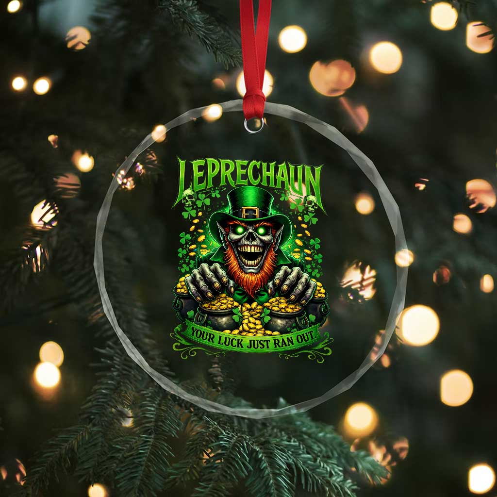 St Patricks Day Horror Leprechaun Crystal Glass Ornament Your Luck Just Ran Out Creepy St Pattys Day