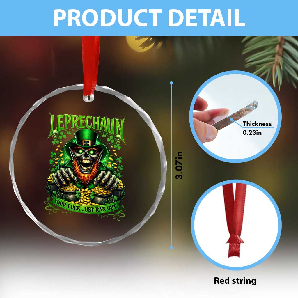 St Patricks Day Horror Leprechaun Crystal Glass Ornament Your Luck Just Ran Out Creepy St Pattys Day