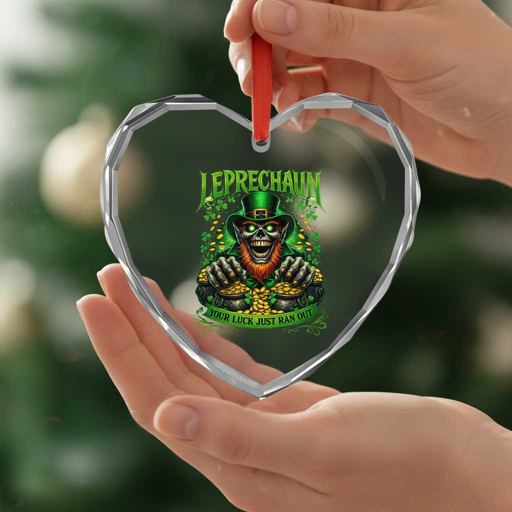 St Patricks Day Horror Leprechaun Heart Crystal Glass Ornament Your Luck Just Ran Out Creepy St Pattys Day