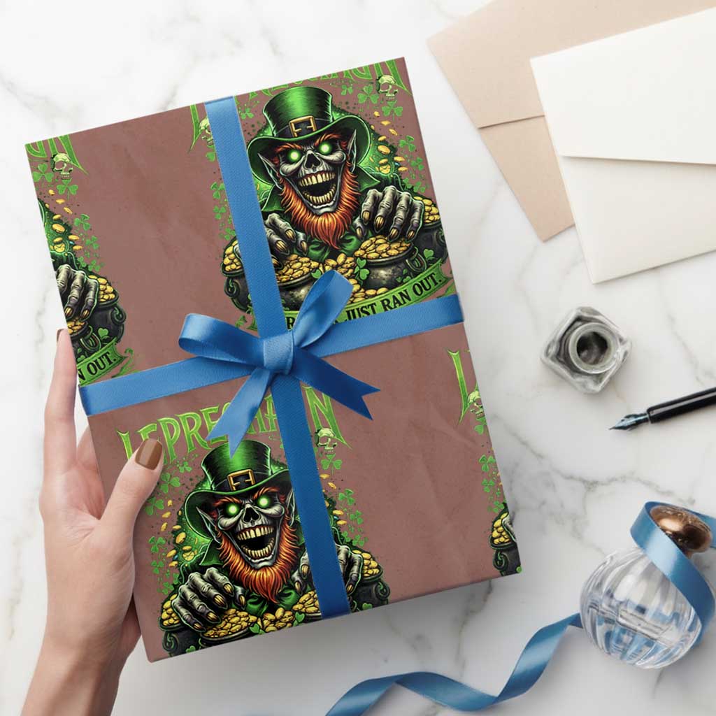St Patricks Day Horror Leprechaun Wrapping Paper Roll Your Luck Just Ran Out Creepy St Pattys Day