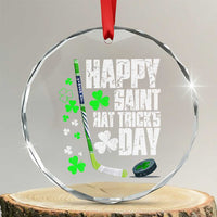 St. Patrick's Day Ice Hockey Crystal Glass Ornament Happy Saint Hat Trick's Lucky Shamrocks - Wonder Print Shop