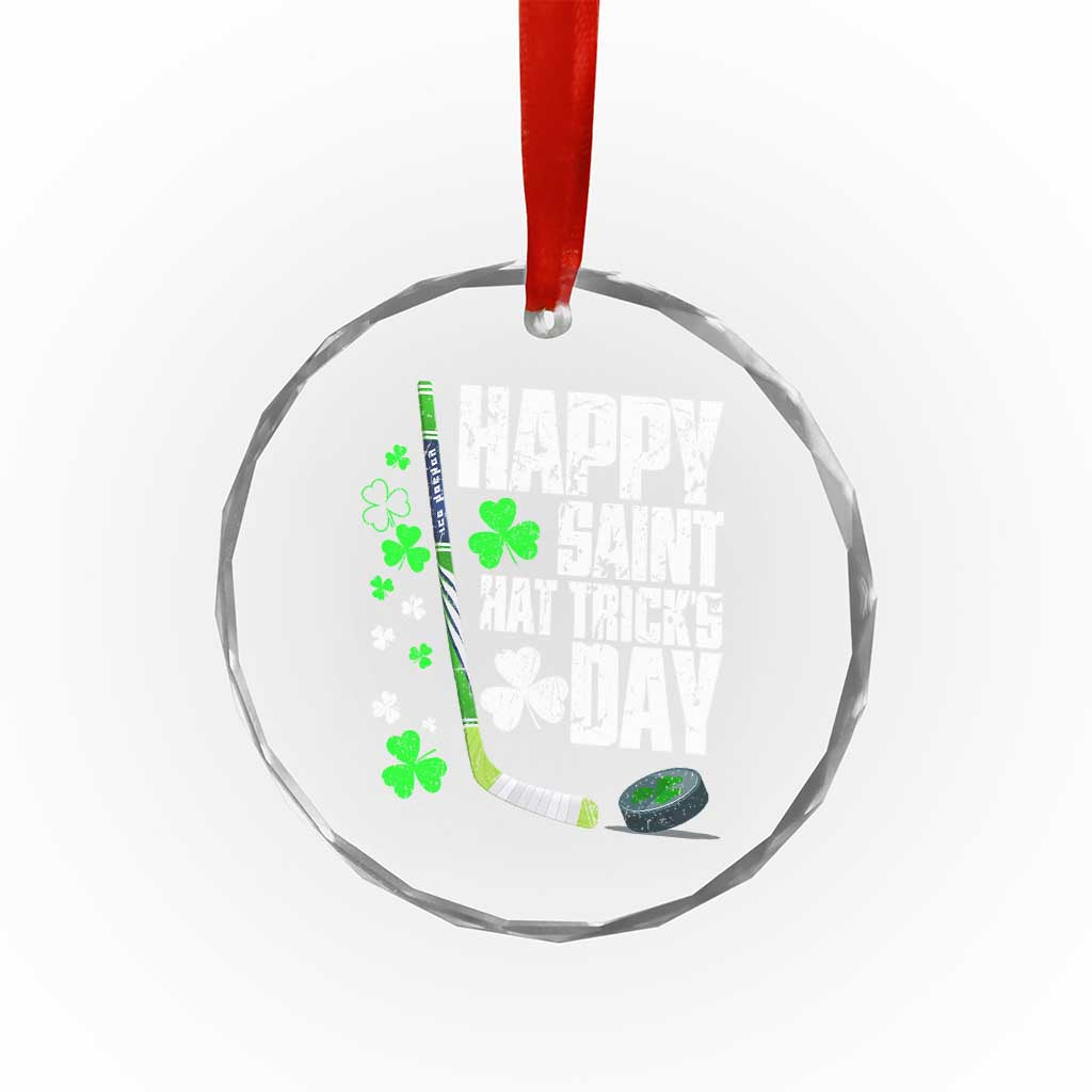 St. Patrick's Day Ice Hockey Crystal Glass Ornament Happy Saint Hat Trick's Lucky Shamrocks - Wonder Print Shop