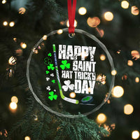 St. Patrick's Day Ice Hockey Crystal Glass Ornament Happy Saint Hat Trick's Lucky Shamrocks - Wonder Print Shop