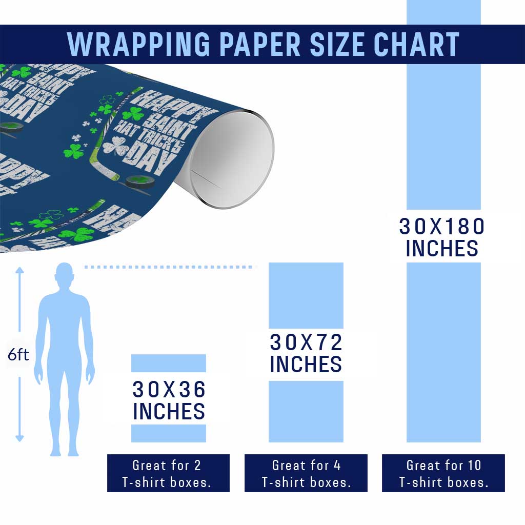 St. Patrick's Day Ice Hockey Wrapping Paper Roll Happy Saint Hat Trick's Lucky Shamrocks - Wonder Print Shop