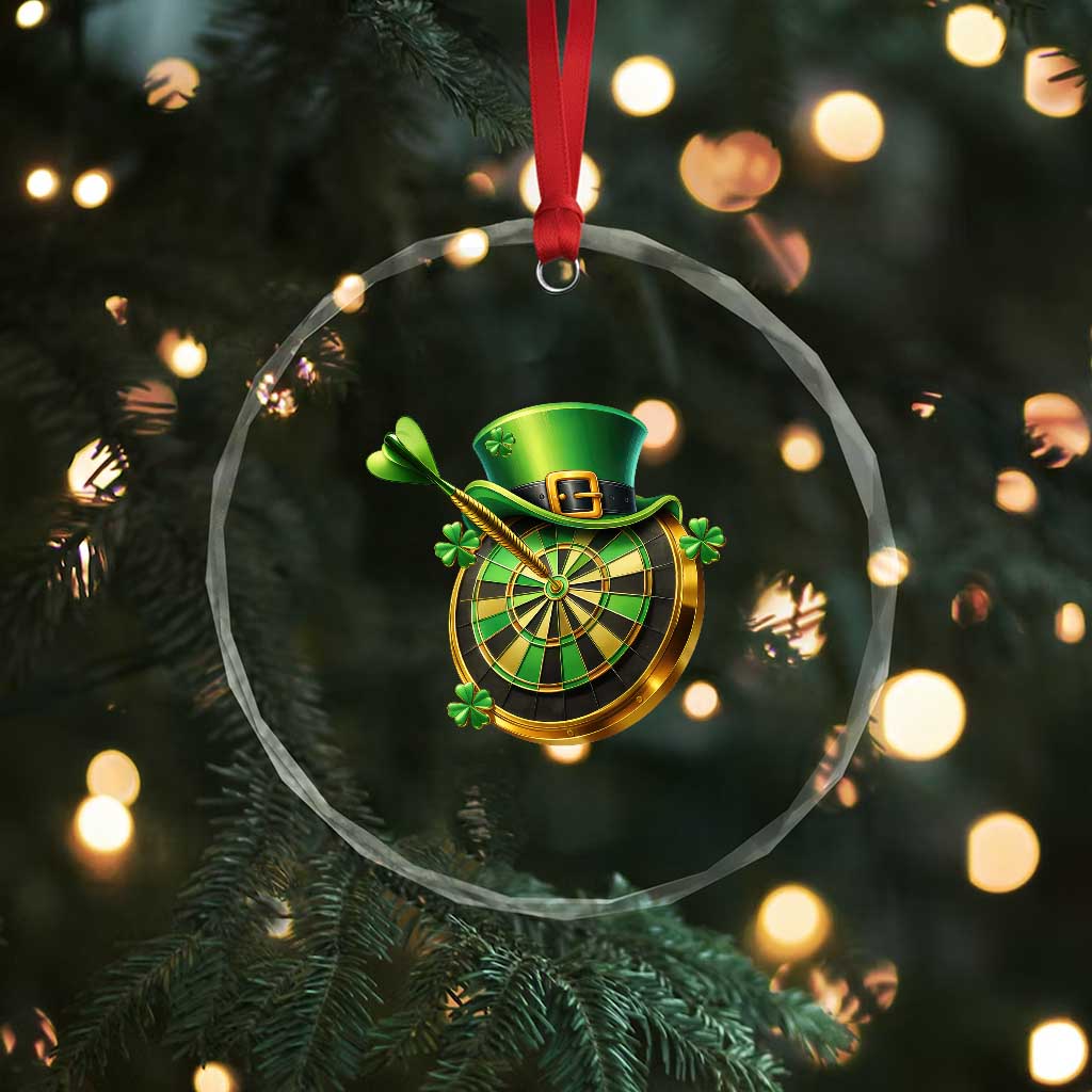 St Patricks Day Irish Darts Board Celebration Gift Crystal Glass Ornament