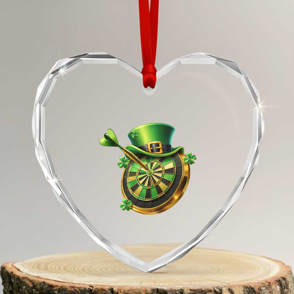 St Patricks Day Irish Darts Board Celebration Gift Heart Crystal Glass Ornament