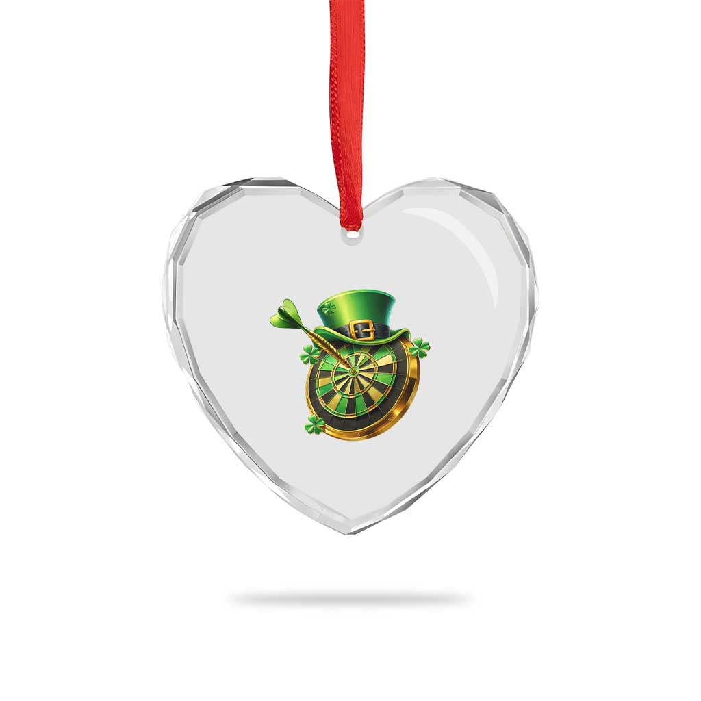 St Patricks Day Irish Darts Board Celebration Gift Heart Crystal Glass Ornament