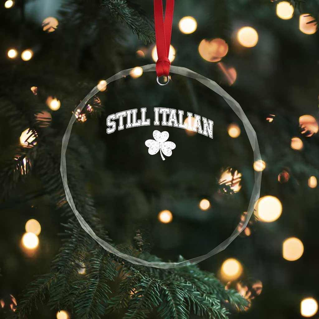St Patricks Day Italian Crystal Glass Ornament Funny Retro Varsity Sporty Style Shamrock