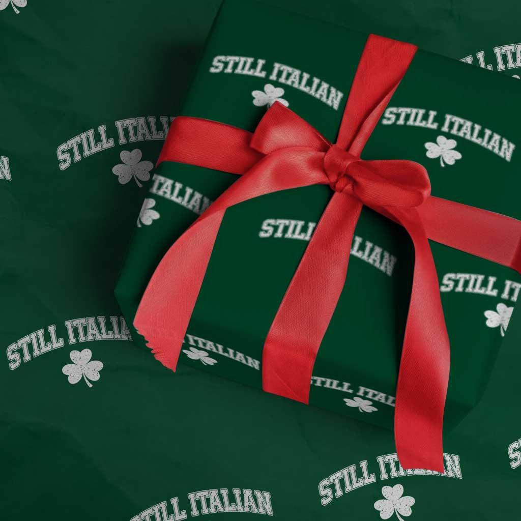 St Patricks Day Italian Wrapping Paper Roll Funny Retro Varsity Sporty Style Shamrock