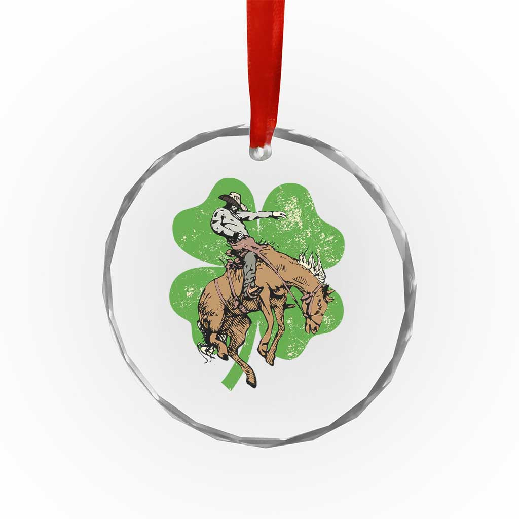 St Patrick's Day Lucky Cowboy Crystal Glass Ornament Retro Vintage Clover - Wonder Print Shop
