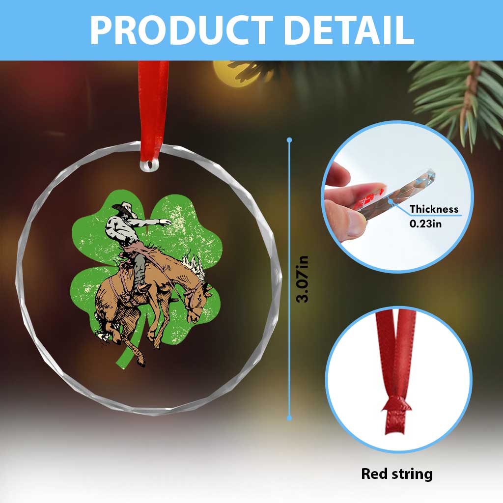 St Patrick's Day Lucky Cowboy Crystal Glass Ornament Retro Vintage Clover - Wonder Print Shop