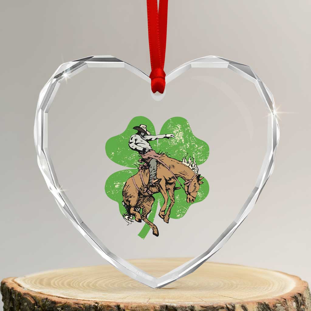 St Patrick's Day Lucky Cowboy Heart Crystal Glass Ornament Retro Vintage Clover - Wonder Print Shop