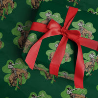 St Patrick's Day Lucky Cowboy Wrapping Paper Roll Retro Vintage Clover - Wonder Print Shop