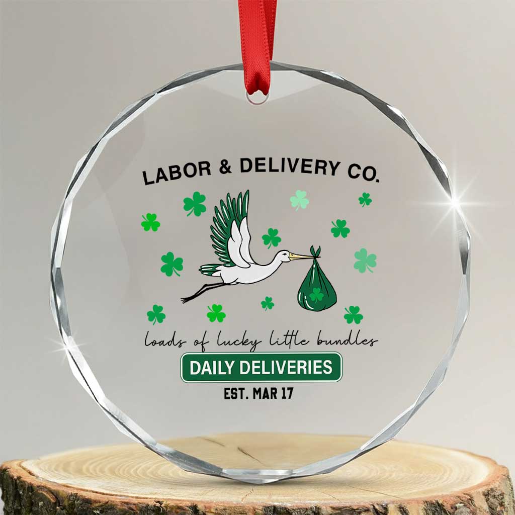 St Patrick's Day Lucky L&D Nurse Crystal Glass Ornament Labor And Delivery Shamrock - Wonder Print Shop