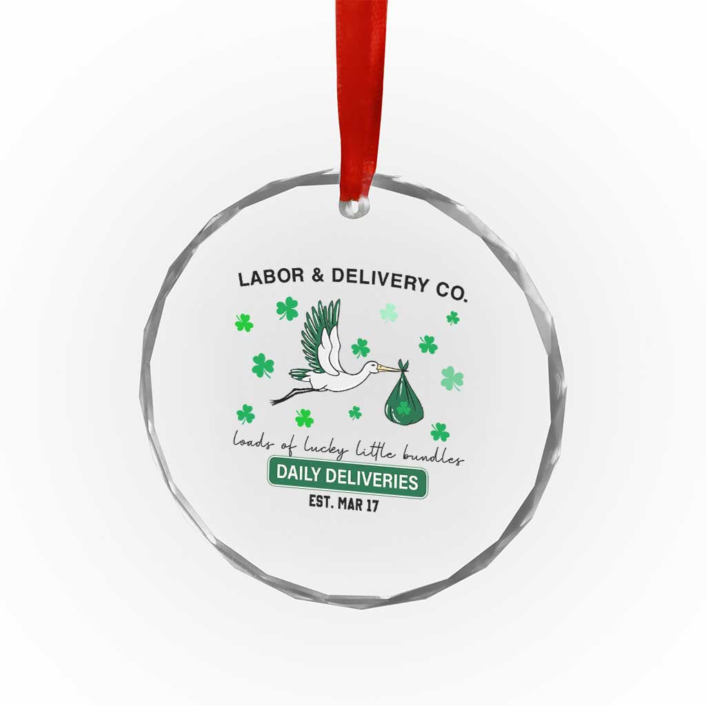 St Patrick's Day Lucky L&D Nurse Crystal Glass Ornament Labor And Delivery Shamrock - Wonder Print Shop