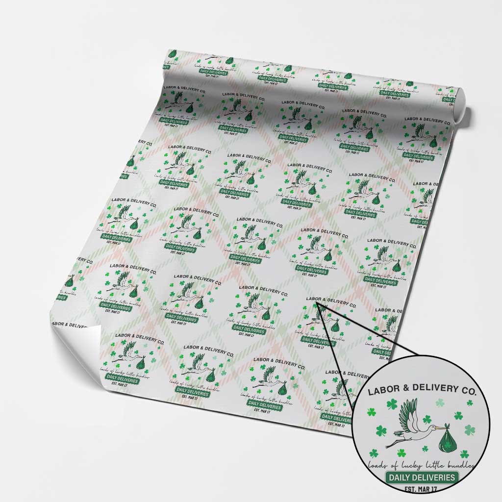 St Patrick's Day Lucky L&D Nurse Wrapping Paper Roll Labor And Delivery Shamrock - Wonder Print Shop