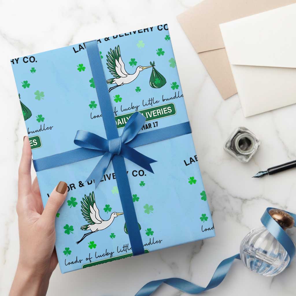 St Patrick's Day Lucky L&D Nurse Wrapping Paper Roll Labor And Delivery Shamrock - Wonder Print Shop