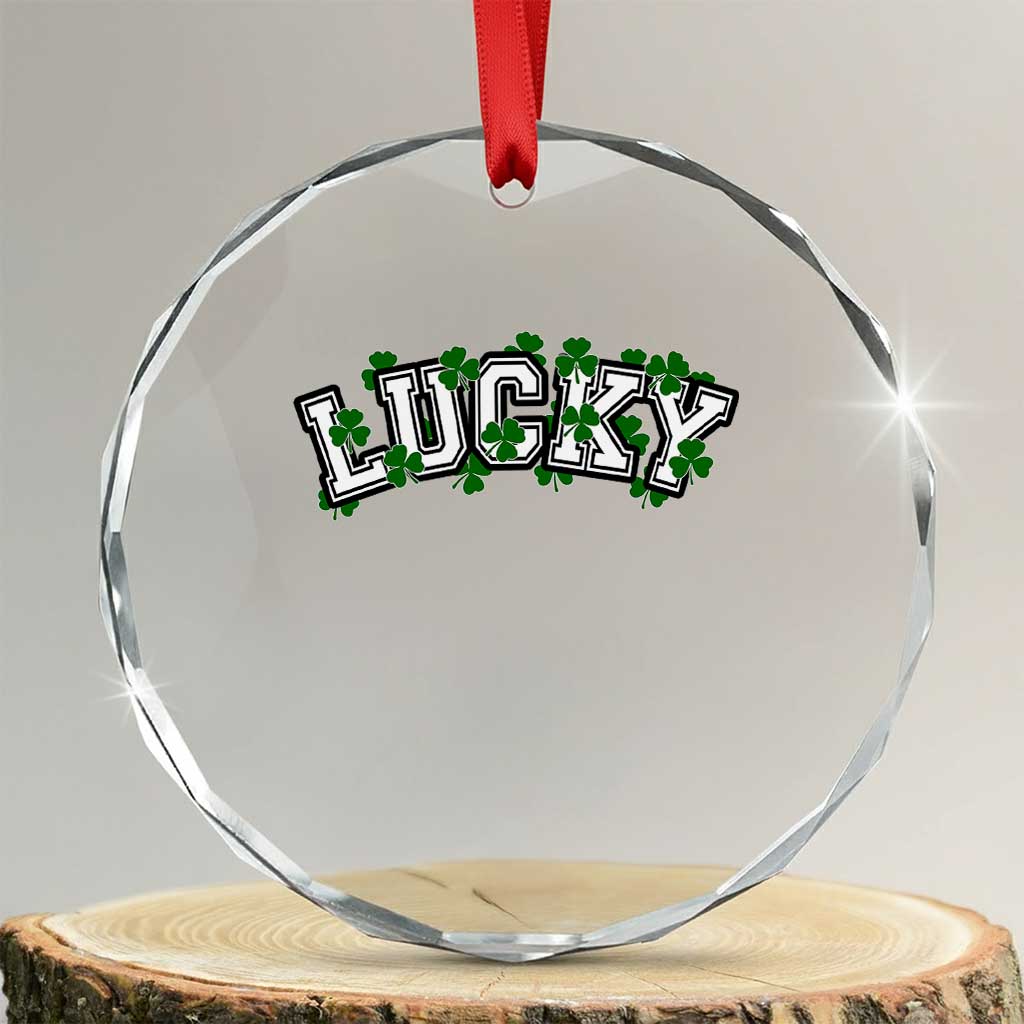 St Patricks Day Lucky Shamrock Crystal Glass Ornament Vintage Minimalist - Wonder Print Shop