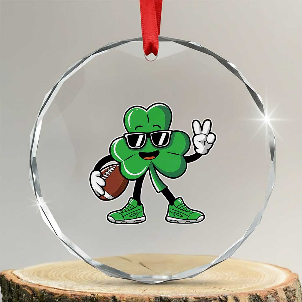 St Patrick's Day Lucky Shamrock Football Crystal Glass Ornament Sport Lover Gift - Wonder Print Shop