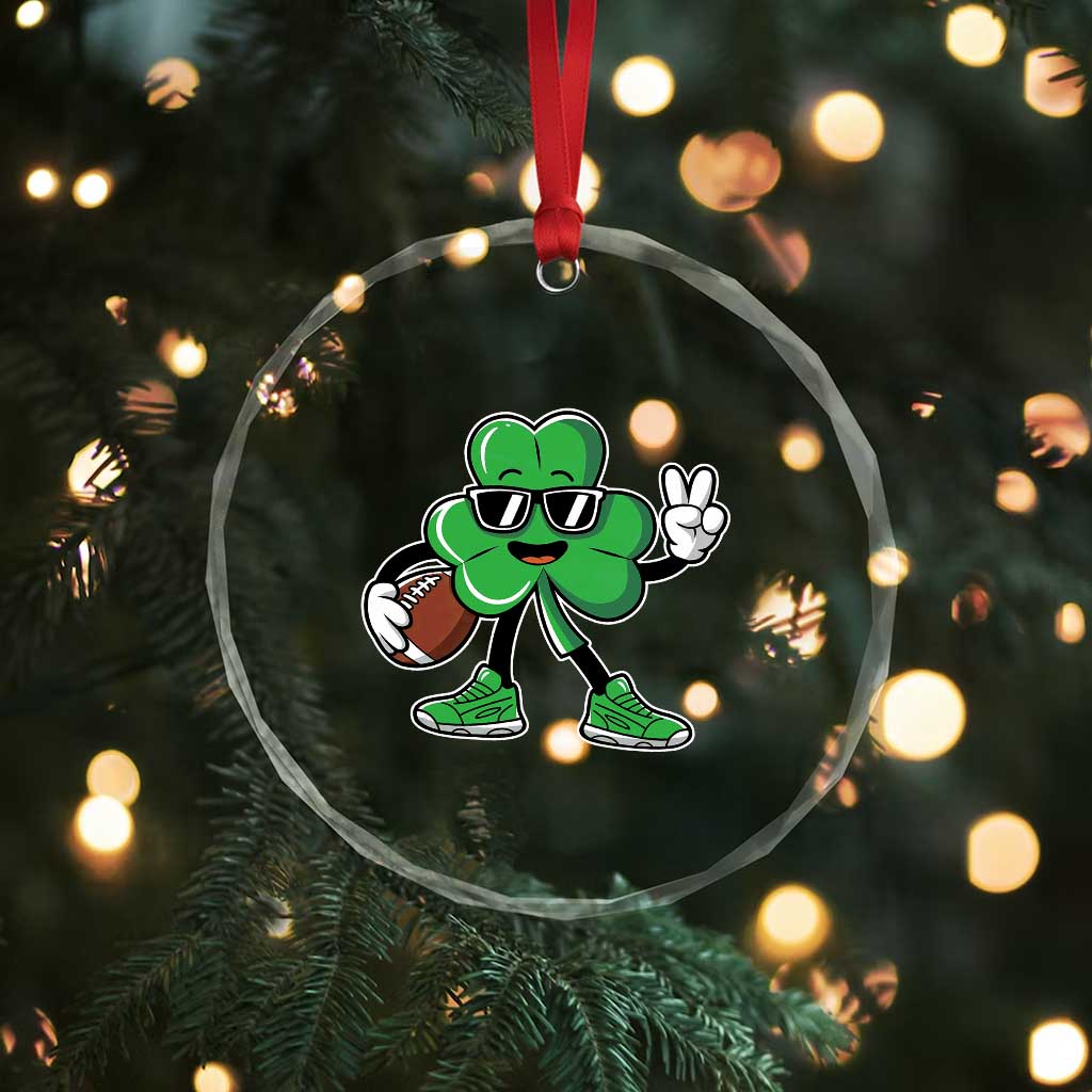 St Patrick's Day Lucky Shamrock Football Crystal Glass Ornament Sport Lover Gift - Wonder Print Shop