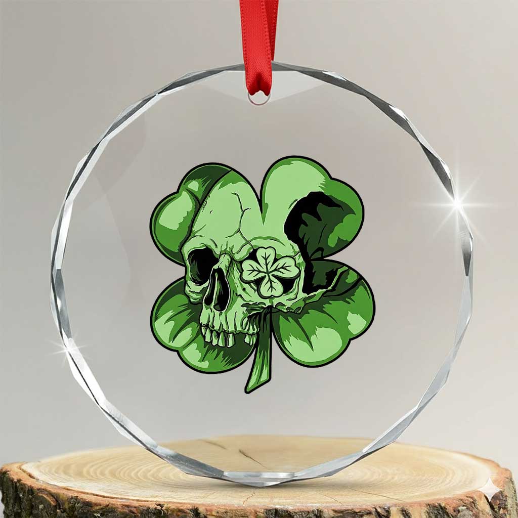 St Patricks Day Lucky Shamrock Skull Gift Crystal Glass Ornament