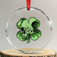 St Patricks Day Lucky Shamrock Skull Gift Crystal Glass Ornament