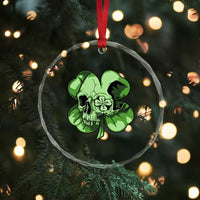 St Patricks Day Lucky Shamrock Skull Gift Crystal Glass Ornament