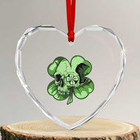 St Patricks Day Lucky Shamrock Skull Gift Heart Crystal Glass Ornament